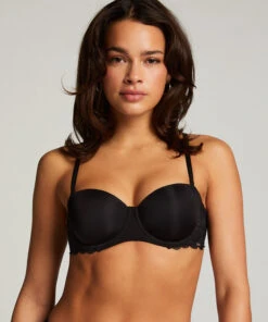 Angie Padded Underwired Strapless Bra - Black