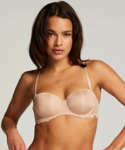Angie Padded Underwired Strapless Bra - Beige