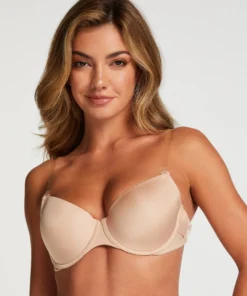 Transparent Back Padded Underwired Bra - Beige