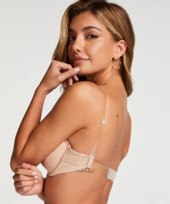 Transparent Back Padded Underwired Bra - Beige -Deals Bare Bralettes Store 154700 4