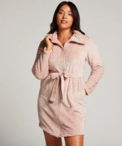 Zip Fleece Bathrobe - Pink