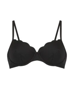 Scallop Non-padded Underwire Bikini Top - Black -Deals Bare Bralettes Store 191275 5 scaled
