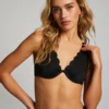 Scallop Non-padded Underwired Bikini Top - Black