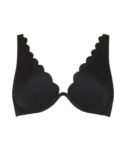 Scallop Non-padded Underwired Bikini Top - Black -Deals Bare Bralettes Store 191512 5