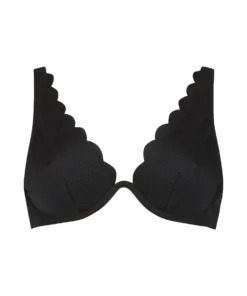 Scallop Non-padded Underwired Bikini Top - Black -Deals Bare Bralettes Store 191512 5 scaled