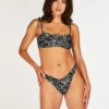 Paisley High-cut Brazilian Bikini Bottoms - Black