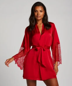 Satin Kimono - Red