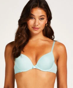 Plunge Padded Underwired Bra - Blue