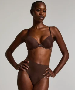 Plunge Padded Underwired Bra - Brown -Deals Bare Bralettes Store 202106 3 scaled