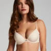 Plunge Padded Underwired Bra - Beige