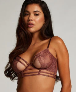 Roxanne Non-Padded Underwired Longline Bra - Brown