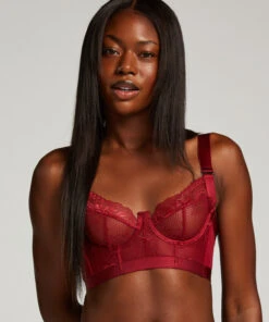 Hana Non-Padded Underwired Longline Bra - Red