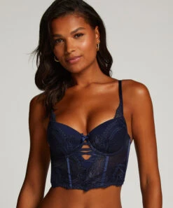 Kimberley Padded Longline Underwired Bra - Blue