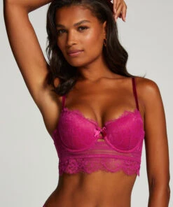 Saffron Padded Underwired Longline Bra - Pink