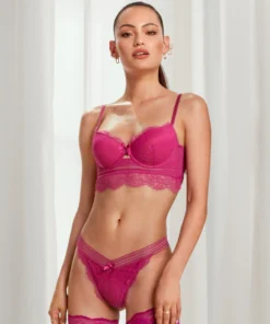 Saffron Padded Underwired Longline Bra - Pink -Deals Bare Bralettes Store 202668 17 scaled