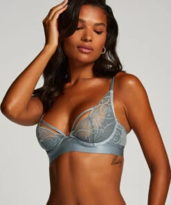 Luna Non-Padded Underwired Longline Bra - Blue