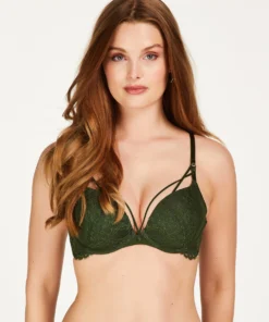 Daisy Padded Underwired Maximizer Bra - Green