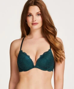 Marine Padded Underwired Push-Up Bra - Green