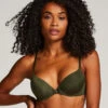Plunge Padded Underwired Bra - Green
