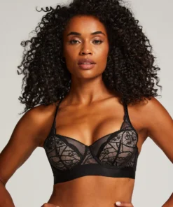 Luna Padded Underwired Longline Bra - Black