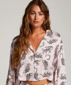 Twill Long-sleeved Pyjama Top - Pink