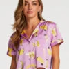 Satin Short-Sleeved Jacket - Purple