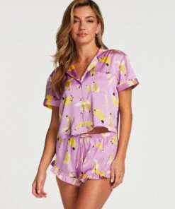 Satin Short-Sleeved Jacket - Purple -Deals Bare Bralettes Store 203161 3