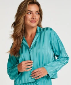 Satin Long-Sleeved Jacket - Blue