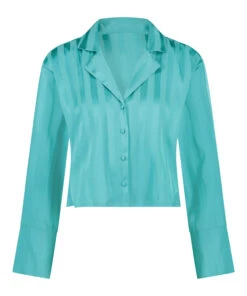 Satin Long-Sleeved Jacket - Blue -Deals Bare Bralettes Store 203163 5