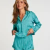 Satin Pyjama Shorts - Blue