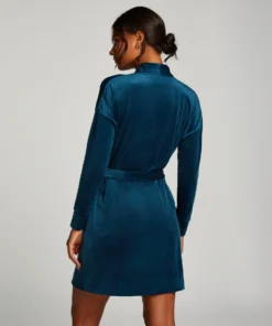 Velours Bathrobe - Blue -Deals Bare Bralettes Store 203174 4 scaled