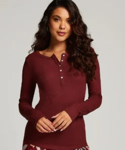 Long-Sleeved Pyjama Top - Brown