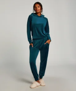 Velour Jogging Pants Pin-tucked - Blue