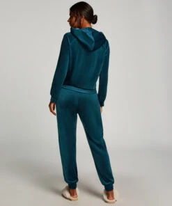 Velour Jogging Pants Pin-tucked - Blue -Deals Bare Bralettes Store 203178 4