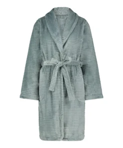 Short Fleece Ribbed Bathrobe - Blue -Deals Bare Bralettes Store 203180 5 scaled