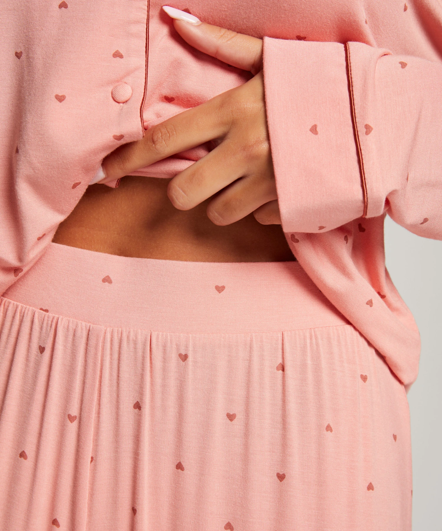 Long Sleeve Lace Pajama Set - Pink 2 Long Sleeve Lace Pajama Set - Pink - Image 2