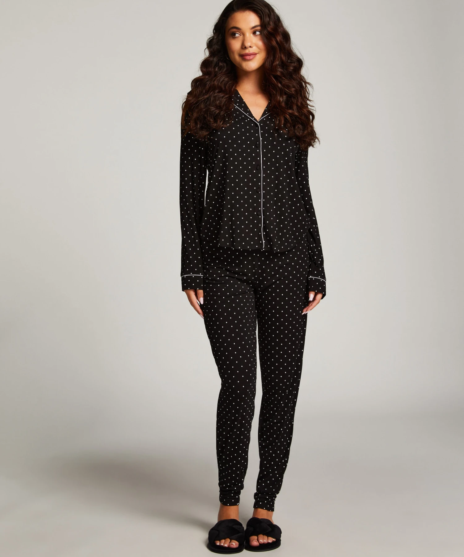 Long Sleeve Lace Pajama Set - Black 1 Long Sleeve Lace Pajama Set - Black