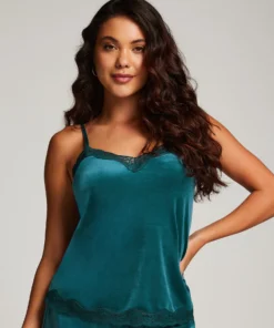 Velours Lace Cami Top - Blue