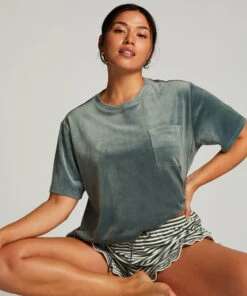 Top Velours Pocket - Green