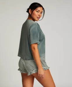 Velours Ruffle Shorts - Green -Deals Bare Bralettes Store 203211 4 scaled