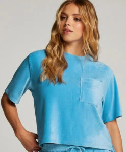 Rib Velours Top - Blue