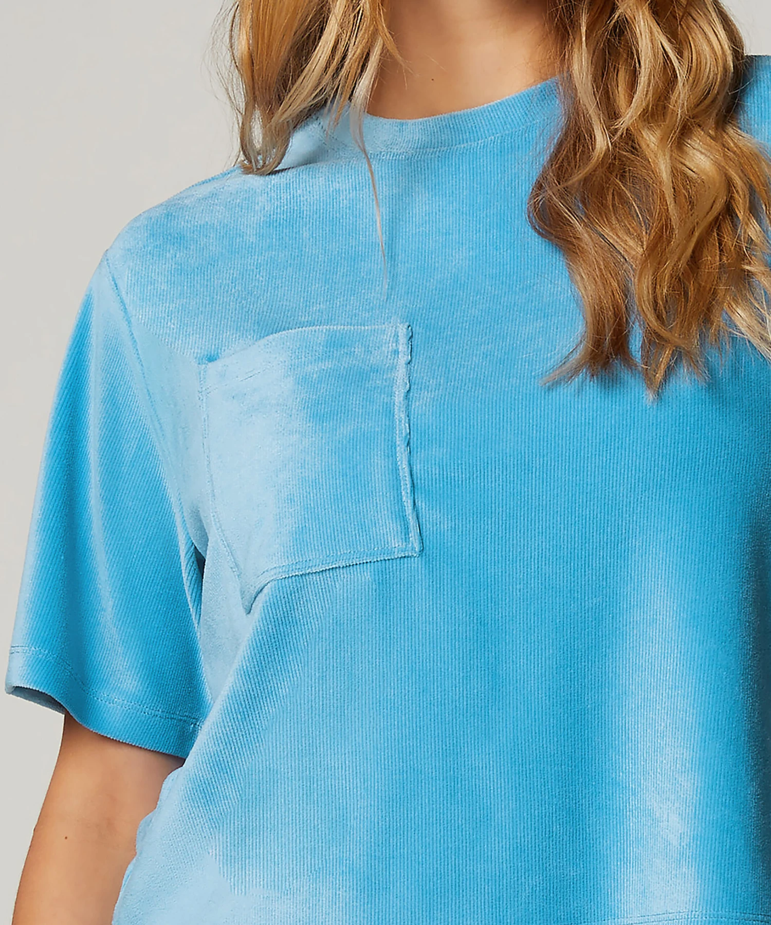 Rib Velours Top - Blue 2 Rib Velours Top - Blue - Image 2