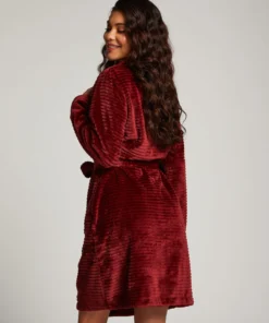 Short Fleece Ribbed Bathrobe - Red -Deals Bare Bralettes Store 203230 4 scaled