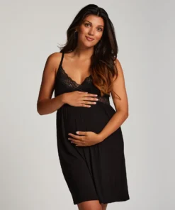 Maternity Lace Slip Dress - Black