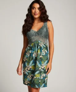 Nora Lace Slip Dress - Green