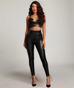 Lace-up Leggings - Black