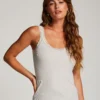 Ribbed Lace Singlet - Grey