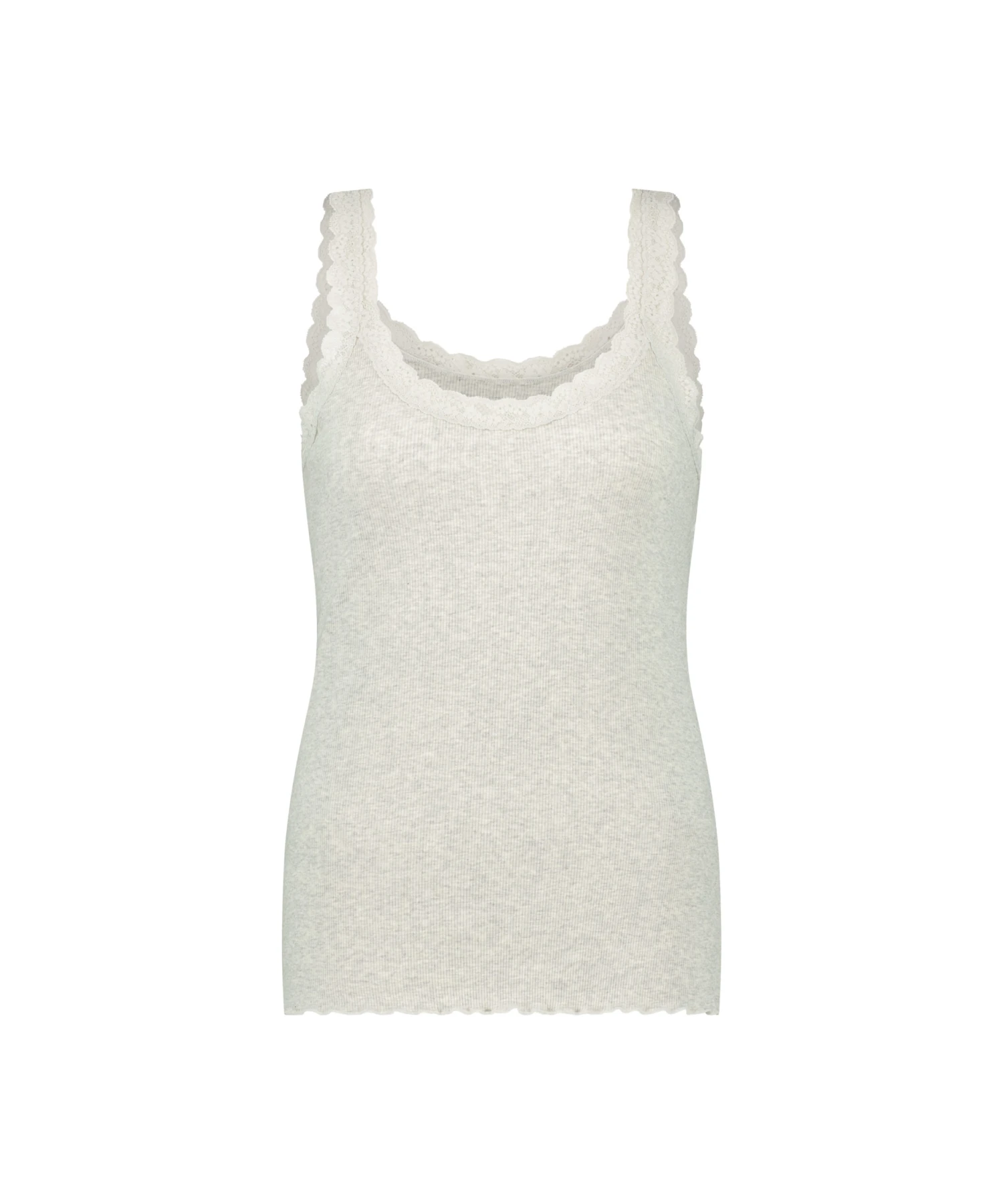 Ribbed Lace Singlet - Grey 5 Ribbed Lace Singlet - Grey - Image 5
