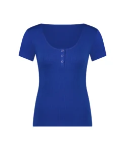 Henley Short Sleeved Pyjama Top - Blue 10 Henley Short Sleeved Pyjama Top - Blue -Deals Bare Bralettes Store 203292 5 scaled