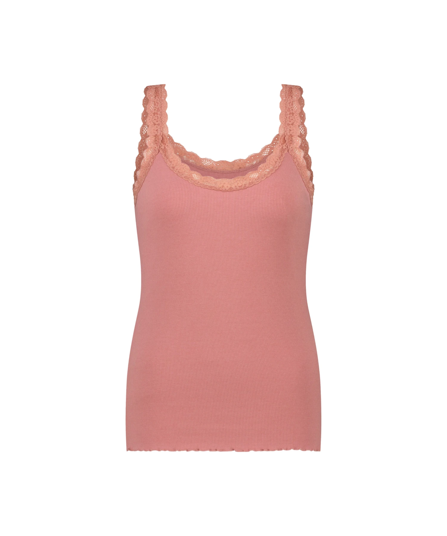 Ribbed Lace Singlet - Pink 5 Ribbed Lace Singlet - Pink - Image 5